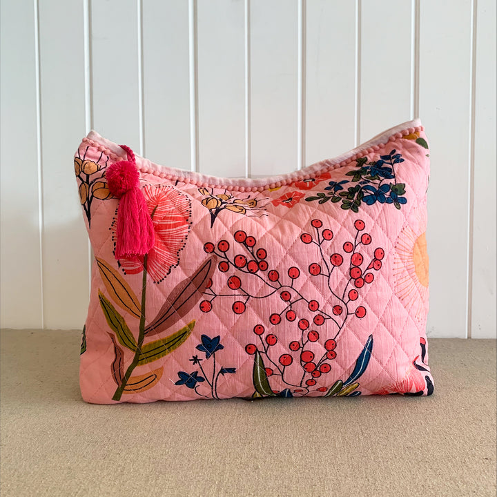 Pink protea Quilted Beauty Bag
