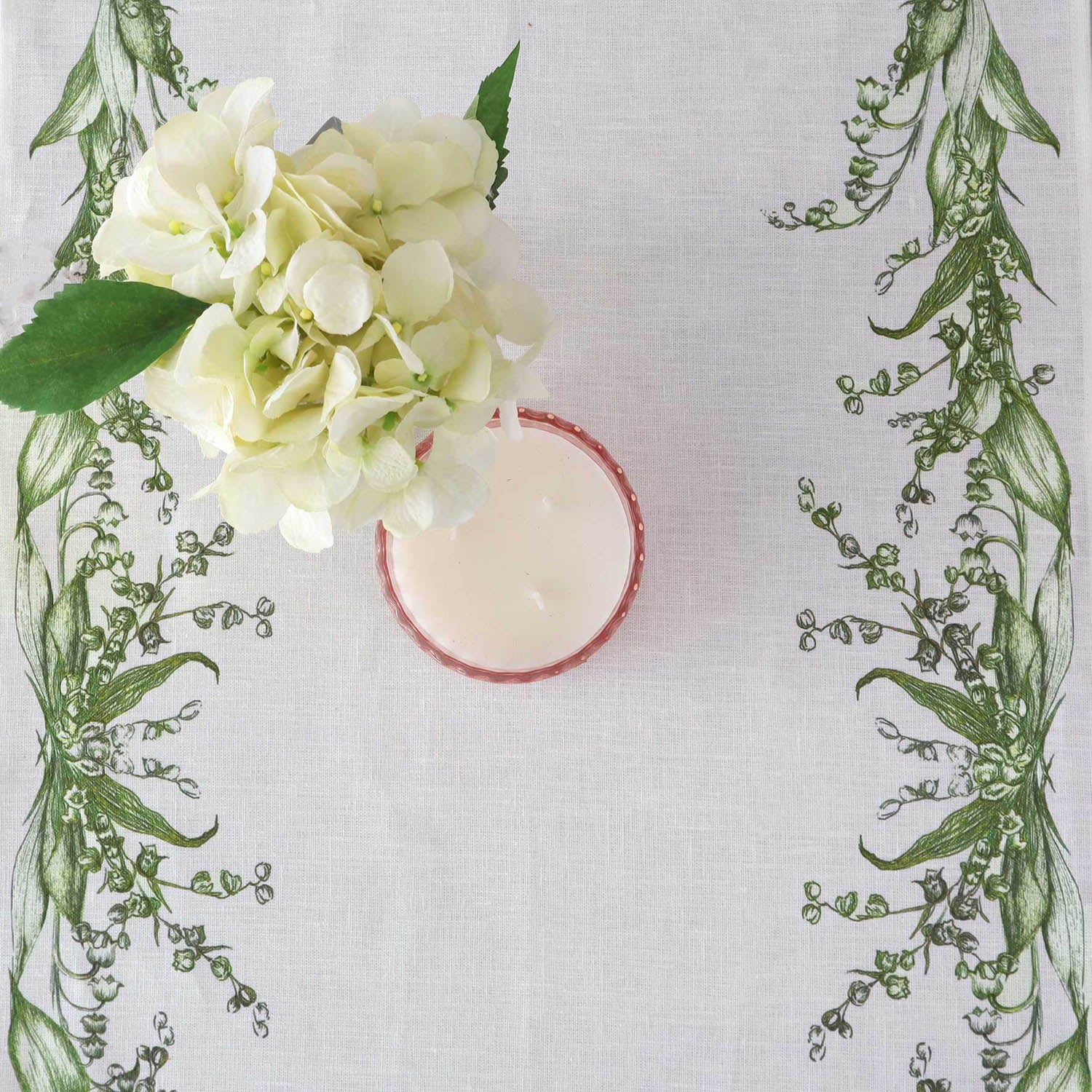 Lily of the Valley Linen Table Runner | The Bedspread Shop