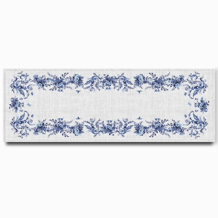 Blue Toile Linen Table Runner