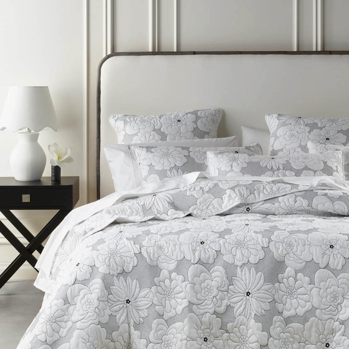 Leona Monochrome Floral Bedspread Set