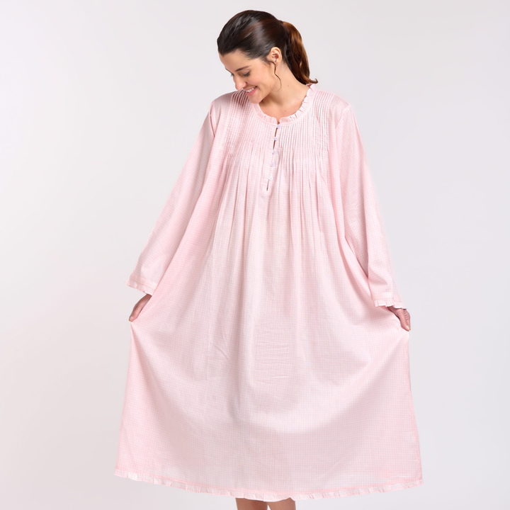 Pink Gingham Long Sleeve Nightie