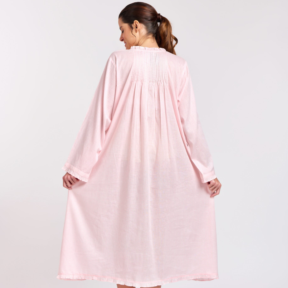Pink Gingham Long Sleeve Nightie