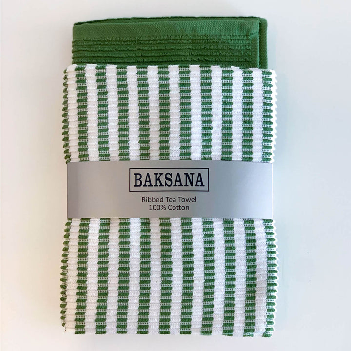 Cotton Ribbed Tea Towel set Herb