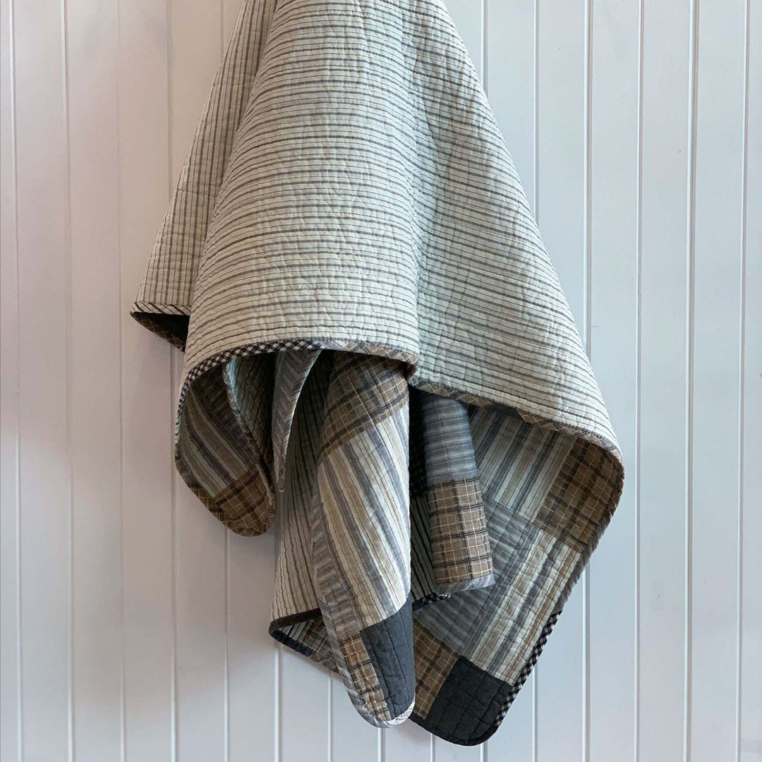 Ticking Quilted throw Natural