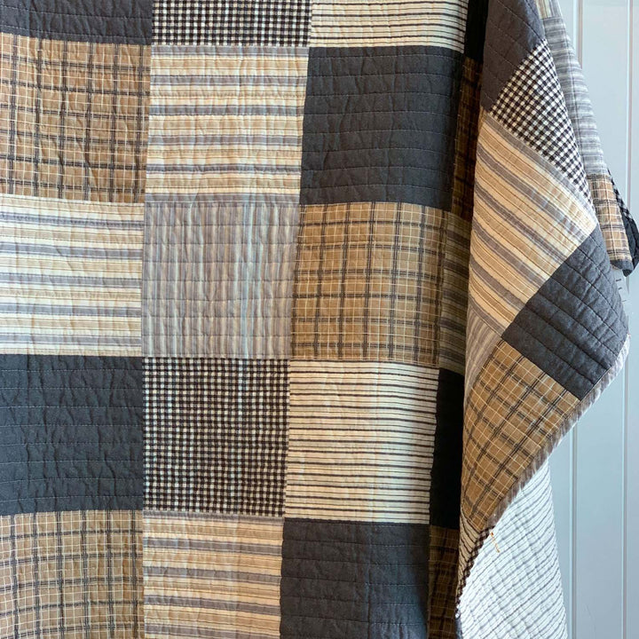 Ticking Quilted throw Natural