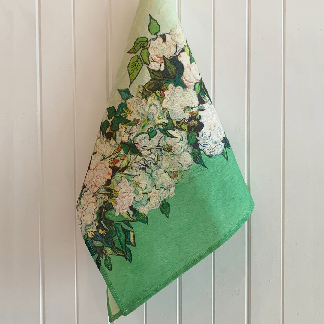 Van Gogh Roses Linen Tea Towel
