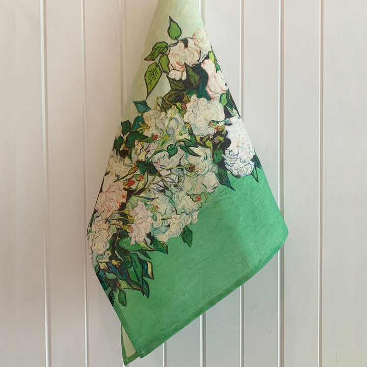 Van Gogh Roses Linen Tea Towel