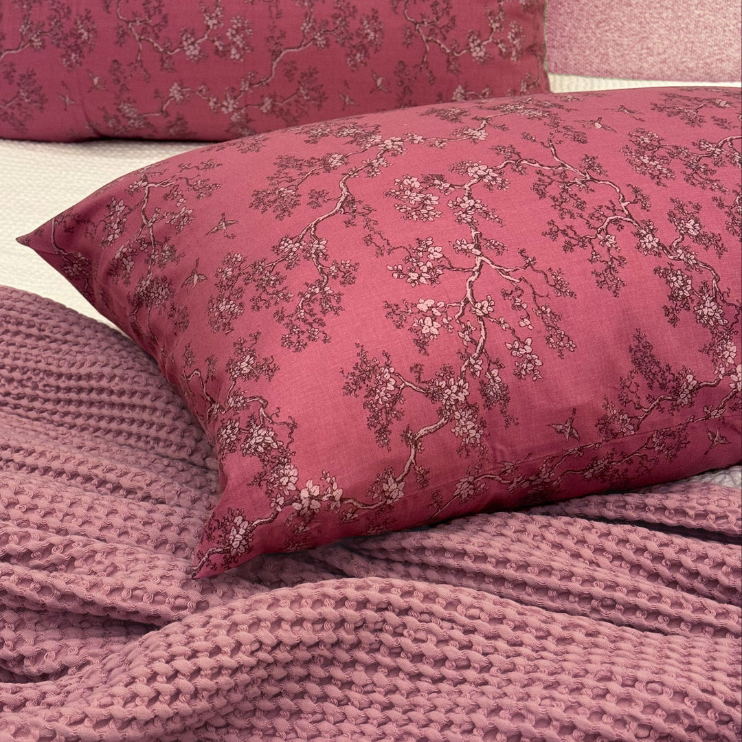 Sakura Rose Cotton Pillowcase Pair