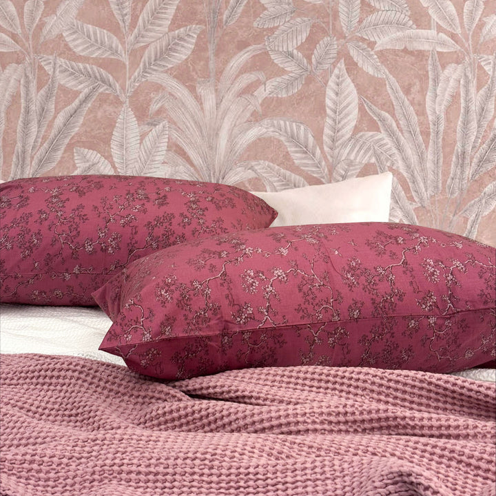 Sakura Rose Cotton Pillowcase Pair