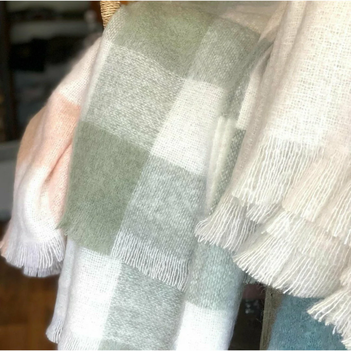 St Albans Mohair Knee Rug Green Check