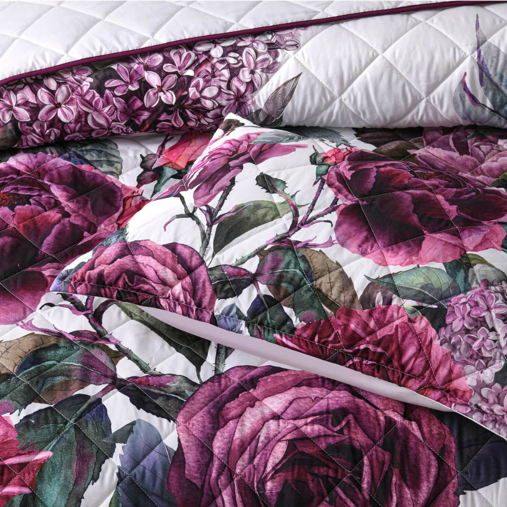Abigail Purple Rose Bedspread Set