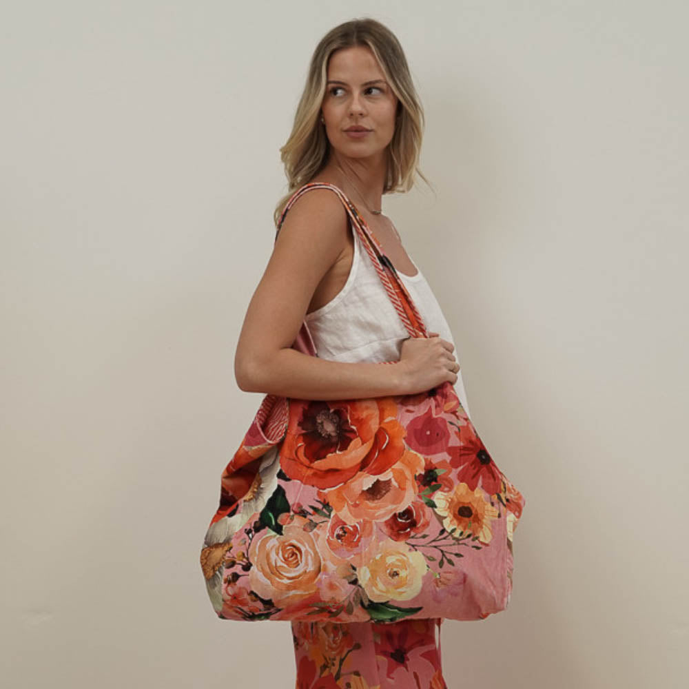 Tuscan Rose Velvet Tote Bag