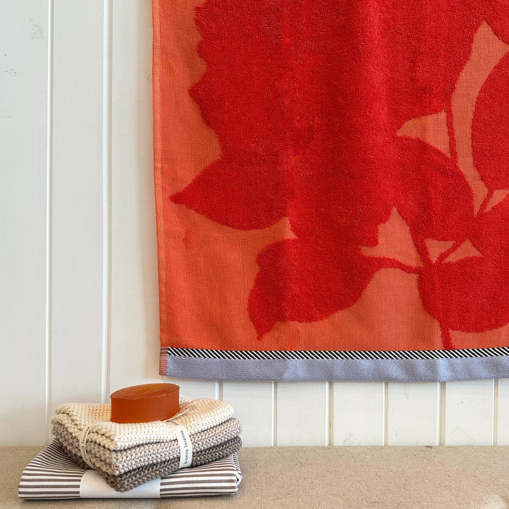 Floral Red Tea Towel