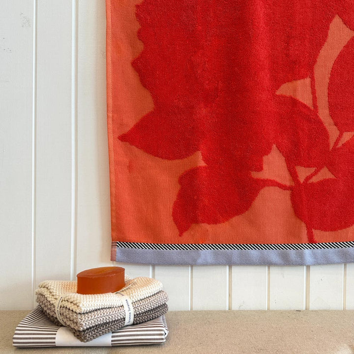 Floral Red Tea Towel