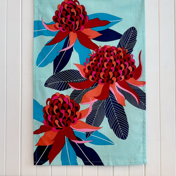 iconic Waratah tea towel
