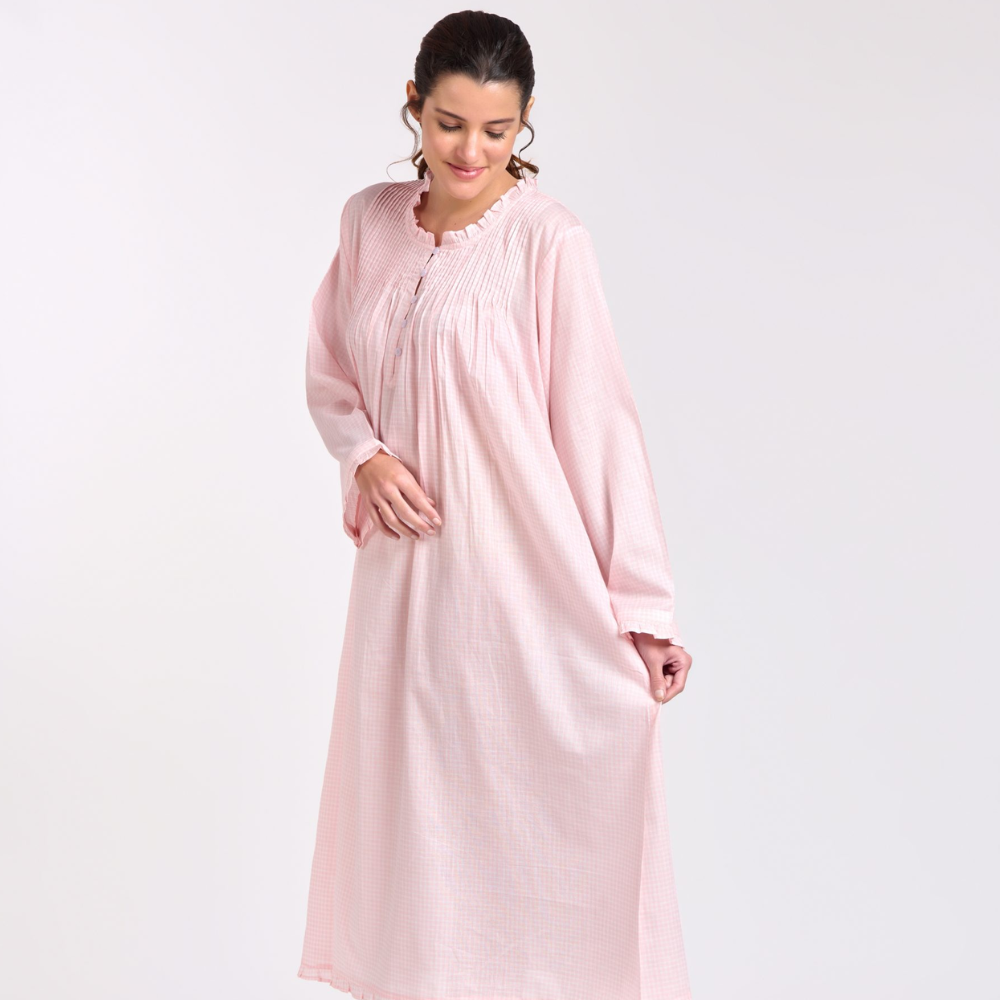 Pink Gingham Long Sleeve Nightie