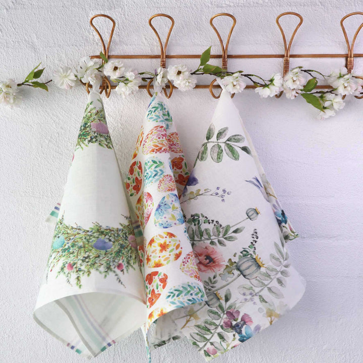 Easter Wreath Pure Linen Tea Towels